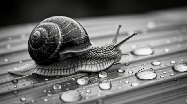 Snail macro photography black and white snail shell water drops animal nature wildlife close up garden