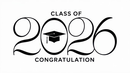 Class of 2026 graduation design featuring a graduation cap vector illustration for invitations and announcements
