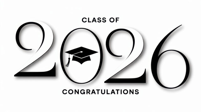 Class of 2026 graduation design featuring a graduation cap icon for invitations and announcements