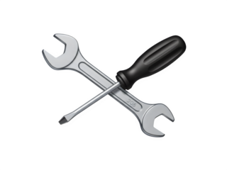 Wrench and screwdriver crossed