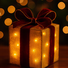 Glowing Holiday Gift with Velvet Bow