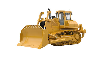 Obraz premium Powerful yellow bulldozer ready for construction work, showcasing its strength and capability