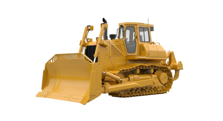 Powerful yellow bulldozer ready for construction work, showcasing its strength and capability