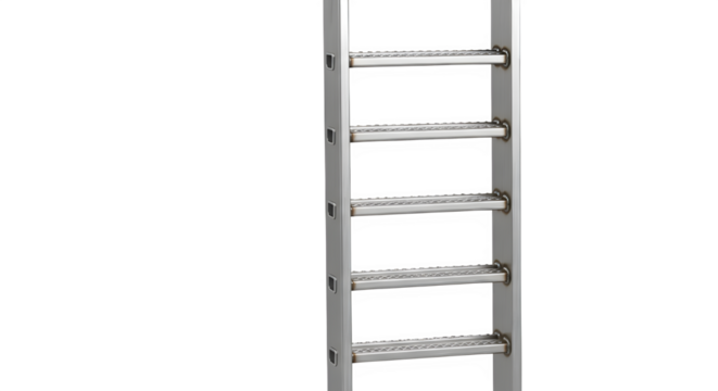Silver aluminum ladder with steps for construction work