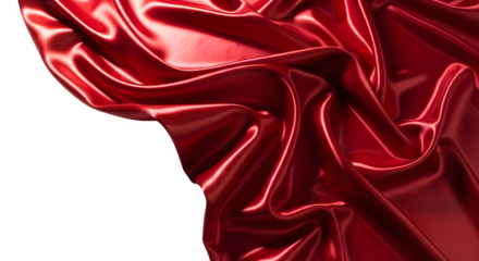 Luxurious red silk fabric with elegant folds for design