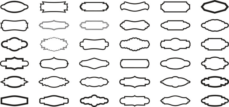 Large Collection Of Black And White Decorative Frames And Labels In Various Shapes border