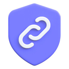 Secure connection concept of chain links on shield Flat 3D UI Icon