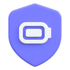 Technology concept of battery on shield Flat 3D UI Icon