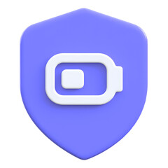 Battery protection representation on shield Flat 3D UI Icon