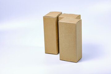 Several rectangles Cardboard boxes for Parcel Delivery isolated on white background.