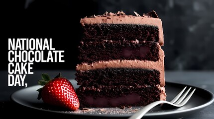 National Chocolate Cake Day with Strawberry