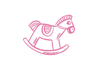 Pink rocking horse toy drawing