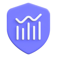 Financial protection concept of data charts in shield Flat 3D UI Icon