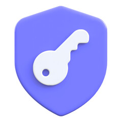 Information security symbol with key on shield Flat 3D UI Icon