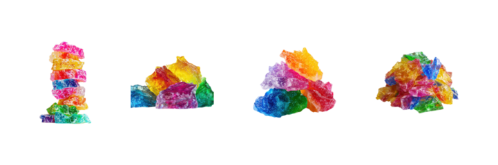 Colorful Rock Candy Crystals Set. Vibrant Confectionery And Sweet Treats Collection Isolated On Transparent Background