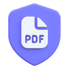 Pdf protection concept with shield 3D icon