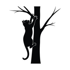 A cat on the branch silhouette vector art