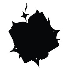 Black explosion icon with debris isolated on white background vector graphic