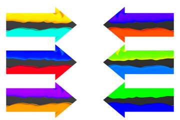 Vibrant flowing paint arrows illustrating dynamic process, data exchange, isolated on transparent background