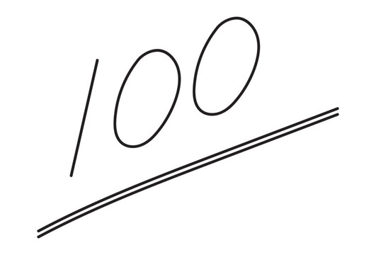 Simple black “100” symbol with double underline, representing approval or excellence.