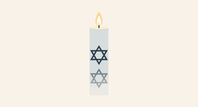 Symbolic luminance illuminating tradition: A candle adorned with the Star of David