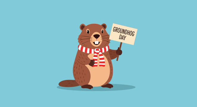 Charming groundhog cartoon illustration heralds the arrival of Groundhog Day delight