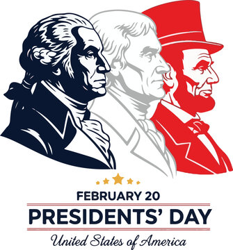 Presidents' day vector with iconic american leaders profiles design.