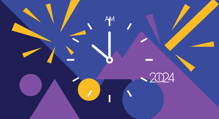 Abstract celebratory composition announcing the arrival of new year 2024 with modern design