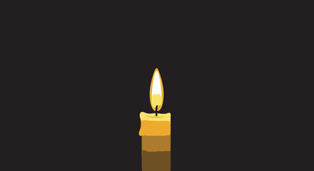 Single candle flame on a dark background radiating soft light and symbolism of hope