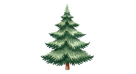 Fototapeta premium A watercolor illustration of a green pine tree isolated on a transparent background