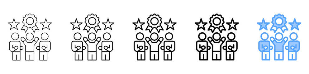 Team Achievement Icon Different Style Outline Collection Set 