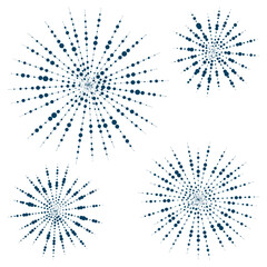 Obraz premium Dark blue complicated creative snowflakes set on white background. Water drops on spider web. Creative round design element. Stars with radially diverging rays. Christmas greeting card decor