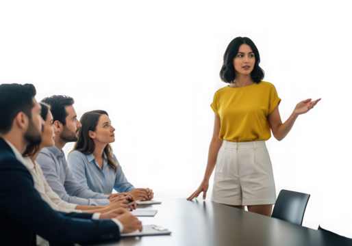 Business team meeting presentation isolated on transparent background