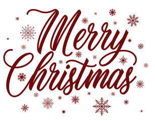 Merry christmas text with snowflakes