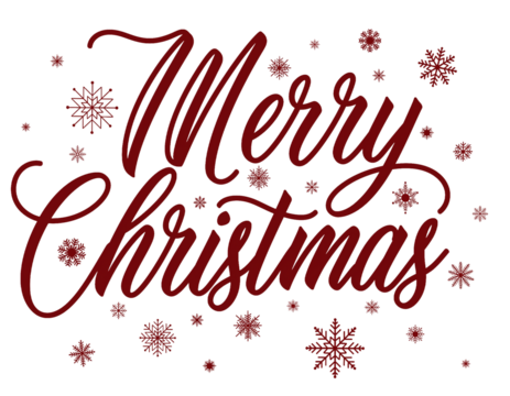 Merry christmas text with snowflakes