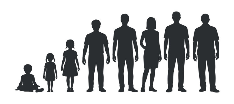 Silhouettes of People in Different Ages Growing from Child to Adult