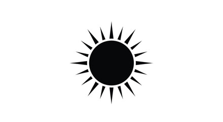 A simple black sun icon with radiating spikes minimalist design element