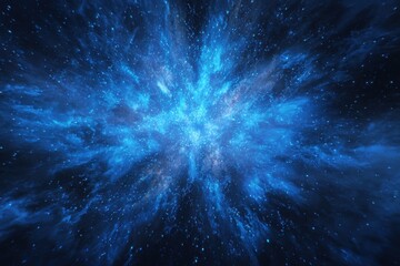 Vast cosmos filled with vibrant blue and white stars, emitting a dazzling glow against a dark backdrop, evoking feelings of wonder and the infinite beauty of the universe