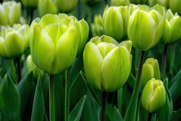 Vibrant tulip-like blooms against lush green foliage showcasing the beauty of spring with soft gradients and rippled petals for nature enthusiasts and floral decor lovers