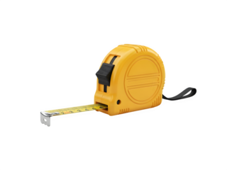 Yellow measuring tape isolated on transparent background, a versatile tool for precise measurements