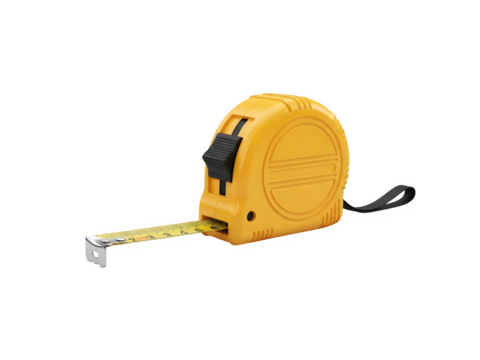 Yellow measuring tape isolated on transparent background, a versatile tool for precise measurements