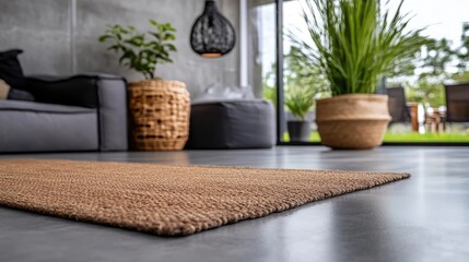 Cozy Modern Living Room Scene with Natural Light and Earthy Tones