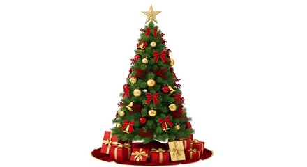 Decorated christmas tree with gifts at the base