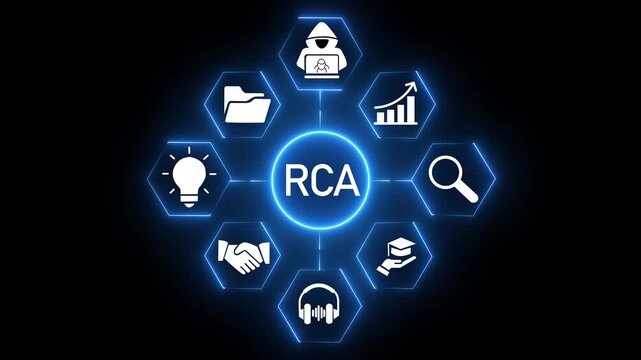 Root Cause Analysis Concept on the transparent background. Represents finding the root cause of the problem, solving the organization's problems to make it sustainable. Idea of analysis. 4k