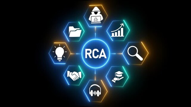 Root Cause Analysis Concept on the transparent background. Represents finding the root cause of the problem, solving the organization's problems to make it sustainable. Idea of analysis. 4k