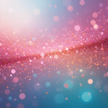 Pink and ose gold glitter sparkle on color background. Vibrant background with twinkle lights. Modern texture