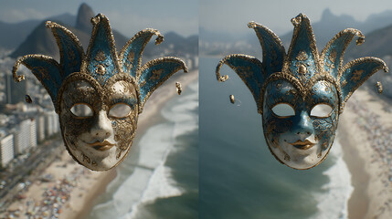 Rio carnival venetian mask beach travel tourism vacation brazil culture celebration festive tradition 100