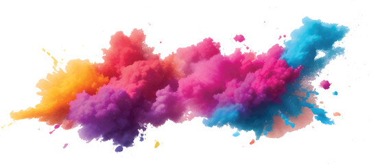 Abstract artistic design of colorful paint and watercolor splashes, texture, and ink illustration on a grunge paper background