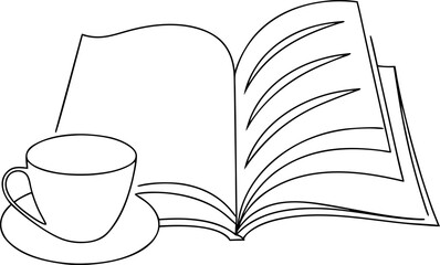 Open book with coffee cup relaxing moment