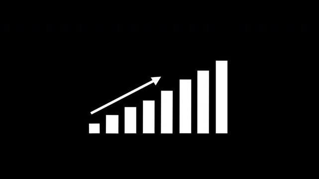 White bar chart for growing business progress on transparent background with alpha channels for business growth, success, improvement, technology animation.
